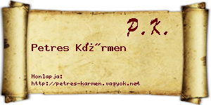 Petres Kármen névjegykártya
